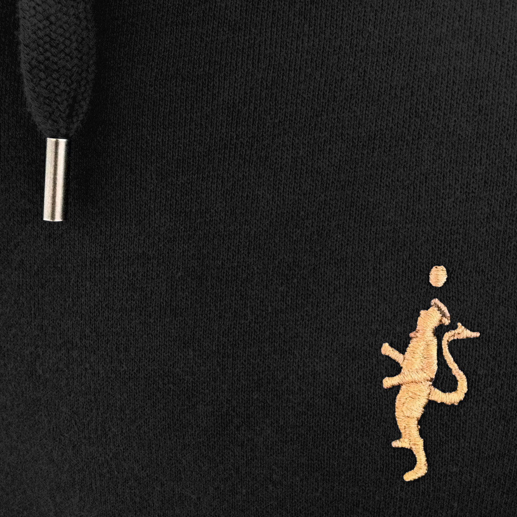 High neck zip-up hoodie - Black