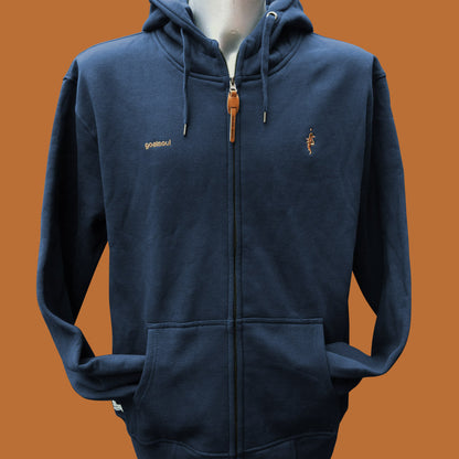 High neck zip-up hoodie - Navy Blue
