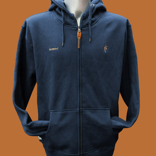 High neck zip-up hoodie - Navy Blue
