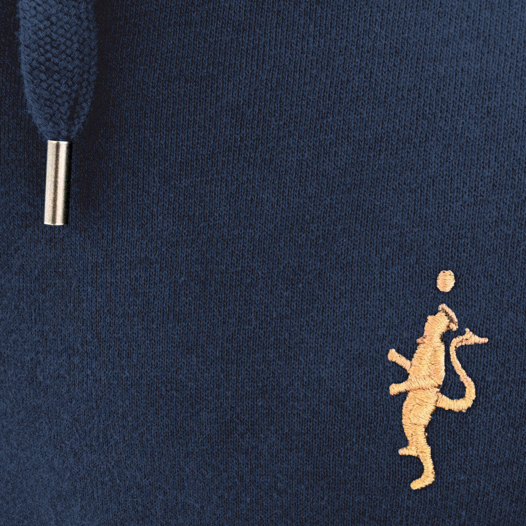 High neck zip-up hoodie - Navy Blue