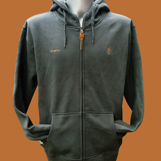 High neck zip-up hoodie - Charcoal grey