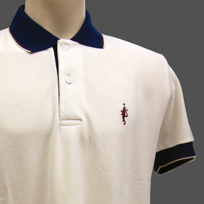 Classic Pique Polo - Ecru and Navy